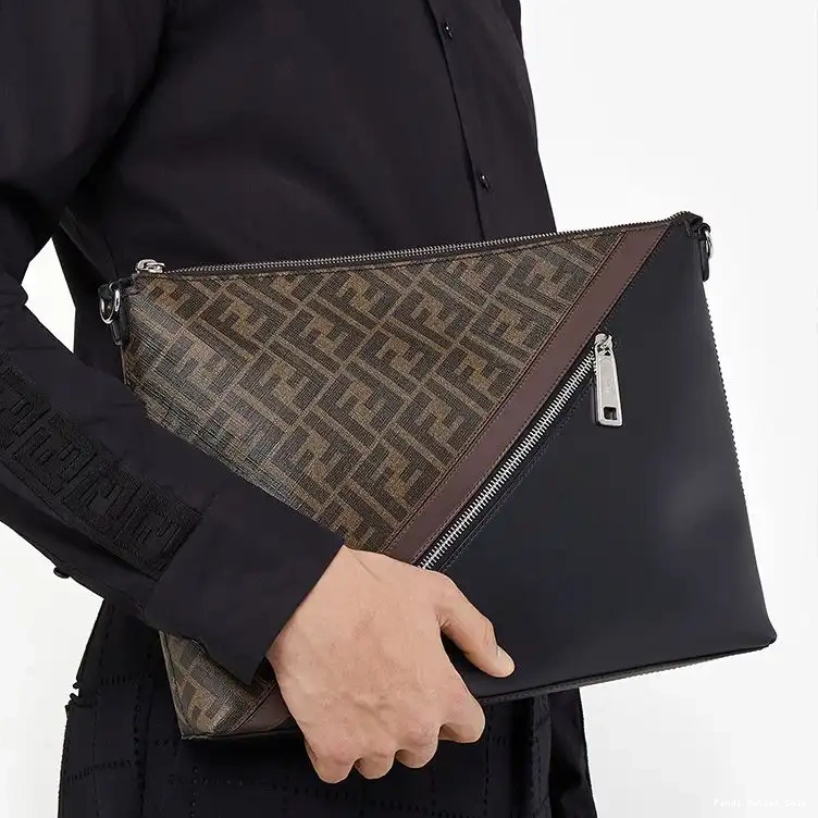 Cheap Fendi Motif FF Fabric Slim In Brown Messenger Bag 0615